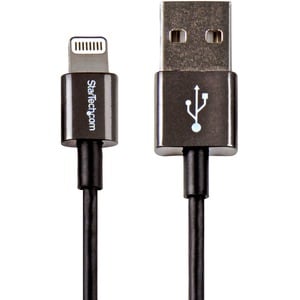 StarTech.com 1m (3ft) Premium Apple Lightning to USB Cable with Metal Connectors for iPhone / iPod / iPad - Black - Cable 