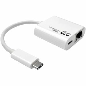 Eaton Tripp Lite Series USB-C to Gigabit Network Adapter with USB-C PD Charging - Thunderbolt 3, White - USB 3.1 - 1 Port(