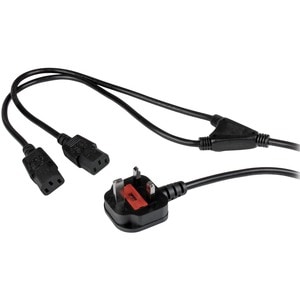 StarTech.com 2m Computer Power Cable - BS-1363 to 2x C13 - C13 Y-Cable - 6ft/1.8m 18AWG (0.75mm2) flexible computer power 