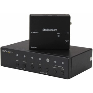 StarTech.com Multi-Input HDBaseT Extender with Built-in Switch - DisplayPort VGA and HDMI Over CAT5 or CAT6 - Up to 4K - u