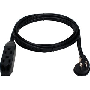 QVS 3-Outlet 3-Prong 10ft Right-Angle Flat Power Extension Cord - For Computer, Electronic Equipment - 125 V AC / 13 A - B