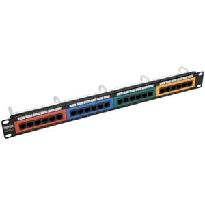 Eaton Tripp Lite Series 24-Port 1U Rack-Mount 110-Type Color-Coded Patch Panel, RJ45 Ethernet, 568B, Cat5/5e - 24 Port(s) 