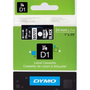 Etikettenband Dymo - 24 mm Breite x 7 m Länge - Rechteck - Thermotransfer - Schwarz, Weiß - Rückstandslos, Ölbeständig, Fe