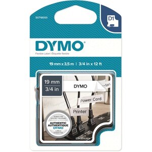 Etikettenband Dymo - 19 mm Breite x 3,50 m Länge - Permanent Kleber - Rechteck - Schwarz - Lösungsmittelfest, Temperaturbe