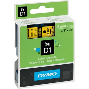 Etikettenband Dymo 40918 - 9 mm Breite - Rechteck - Thermotransfer - Glänzend - Schwarz, Gelb - Rückstandslos, Ölbeständig