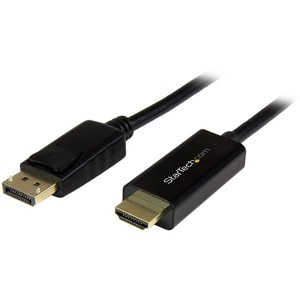 StarTech.com DP2HDMM1MB. Kabellänge: 1 m, Anschluss 1: DisplayPort, Anschluss 2: HDMI Typ A (Standard). Gewicht: 49,6 g, B