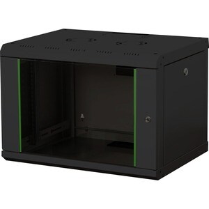 Digitus SoHo 7U Wandmontierbar Rackschrank für LAN-Schalter - 482,60 mm Rack Width - Schwarz - Stahl, Glas