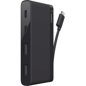 Belkin USB-Hub - USB-Typ C - 640 MB/s - Notebook, Tastatur, Maus, Flash-Laufwerk, Festplatte, Drucker - Extern - Schwarz -