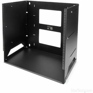 StarTech.com 2-Post 8U Open Frame Wall Mount Network Rack with Built-in Shelf and Adjustable Depth, Computer Rack for IT E