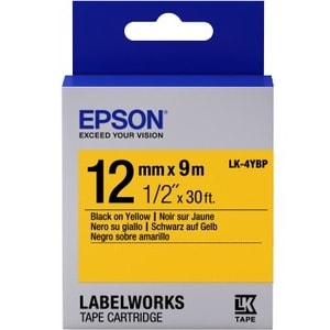 Epson LabelWorks LK-4YBP Label Tape - 12 mm Width - Thermal Transfer - Pastel Yellow