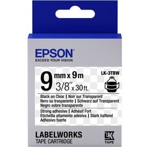 Epson LabelWorks LK-3TBW Label Tape - 9 mm Width - Thermal Transfer - Clear