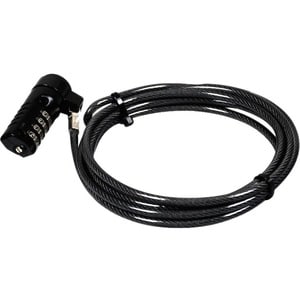 Port Cable Lock For Notebook, Projector, Projector - 1.80 m Cable - Resettable - 4-digit - Combination Lock - Steel, Zinc 