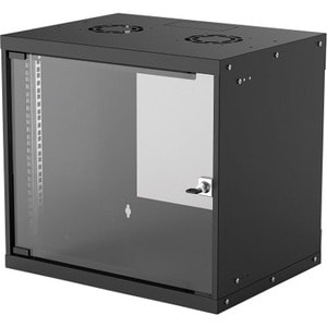19" Network Cabinet - Wall Mount (Basic), 9U, 400mm Deep, Black, Flatpack, Max 50kg, Usable Depth 340mm, Glass Door, Rack,