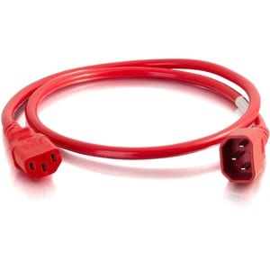 C2G 3ft 18AWG Power Cord (IEC320C14 to IEC320C13) -Red - For PDU, Switch, Server - 250 V AC10 A - Red - 3 ft Cord Length