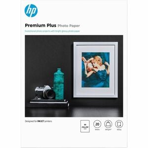 HP Premium Plus Inkjet Photo Paper - Recycled - A4 - 210 mm x 297 mm - 300 g/m² Grammage - Glossy - 20 / Pack - Water Resi