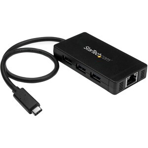 StarTech.com USB/Ethernet-Hub - USB-Typ C - Extern - Schwarz - TAA-konform - 3 Total USB Port(s) - 3 USB 3.0 Port(s)1 Netz