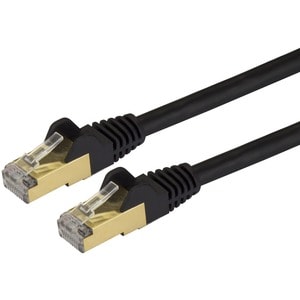 StarTech.com 1ft CAT6a Ethernet Cable - 10 Gigabit Category 6a Shielded Snagless 100W PoE Patch Cord - 10GbE Black UL Cert