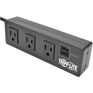 Eaton Tripp Lite Series Protect It! 3-Outlet Surge Protector with Mounting Brackets, 10 ft. Cord, 510 Joules, 2 USB Chargi