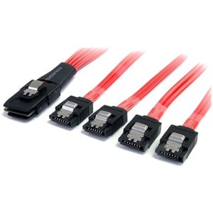StarTech.com 50cm Serial Attached SCSI SAS Cable - SFF-8087 to 4x Latching SATA - 50 cm SAS/SATA Data Transfer Cable for H