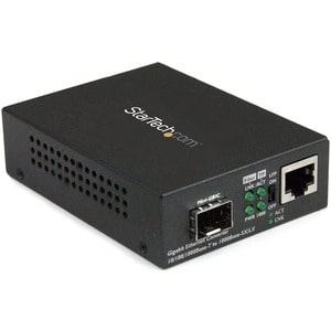 StarTech.com Gigabit Ethernet Fiber Media Converter with Open SFP Slot - 1 x Network (RJ-45) - Multi-mode, Single-mode - G