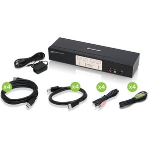 IOGEAR 4-Port DisplayPort 1.2 KVMP Switch - 4 Computer(s) - 1 Local User(s) - 4096 x 2160 - 8 x USB - 5 x DisplayPort - De