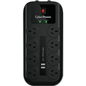 CyberPower CPSURGE08USB-ANZ Surge Suppressor/Protector - 8 x AU, 2 x USB - 2750 J - 230 V AC - Phone, Network - 2 m