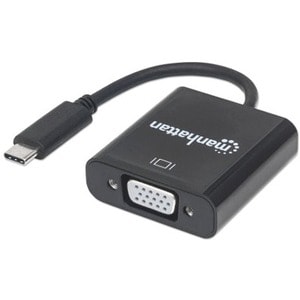 Convertidor USB-C a SVGA H - 1 x 15-pin HD-15 VGA Female - 1920 x 1080 Supported - Negro