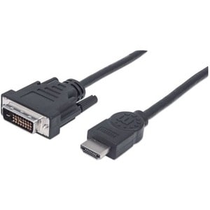 Manhattan Cable HDMI - DVI-D M-M 1.8M - Extremo Secundario: 1 x 25-pin DVI-D (Dual-Link) Digital Video - Male - Admite has