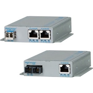 Omnitron Systems OmniConverter GPoE+/SE 9499-0-21W Transceiver/Media Converter - 2 x Network (RJ-45) - Gigabit Ethernet - 