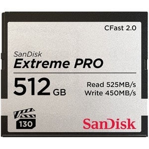 SanDisk Extreme Pro 512 GB CFast 2.0 Card - 525 MB/s Read - 450 MB/s Write - Lifetime Warranty