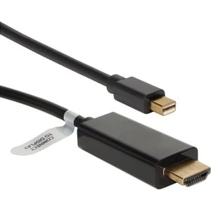 QVS 3ft Mini DisplayPort/Thunderbolt to HDMI Digital Video Black Cable - 3 ft HDMI/Mini DisplayPort A/V Cable for Projecto