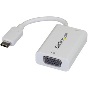 StarTech.com USB-C VGA Multiport Adapter - White - USB-A Port - with Power Delivery (USB PD) - USB C Adapter Converter - 1