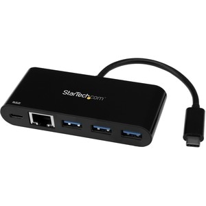 StarTech.com USB/Ethernet-Hub - USB-Typ C - Extern - Schwarz - UASP-Support - 4 Total USB Port(s) - 4 USB 3.0 Port(s)1 Net