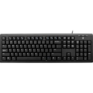 V7 KU200US-E Keyboard - Cable Connectivity - USB Interface - English (US) - Black - Internet, Email, Volume Control Hot Ke