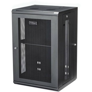 StarTech.com 4-Pfosten 18HE Wand Netzwerkschrank, 19" aufklappbares Wand Server Rack für IT Geräte, abschließbares Rack - 
