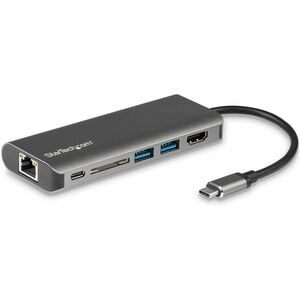 StarTech.com USB C Multiport Adapter - Portable USB Type-C Travel Dock - 4K HDMI, 2-pt USB Hub, SD, GbE, 60W PD Pass-Throu