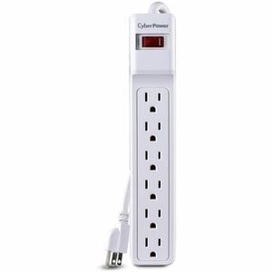 CyberPower Essential Surge CSB606W 6-Outlets Surge Suppressor/Protector - White - NEMA 5-15P - 6 x NEMA 5-15R - 900 J - 12