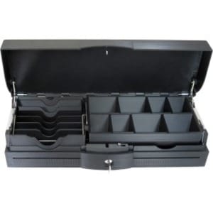 apg E3960 Geldkassette - 5 Banknotenfächer - 8 Münzfächer, Druckerschnittstelle - ABS-Kunststoff - Schwarz - 100 mm Höhe x