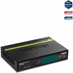 TRENDnet 8-Port GREENnet Gigabit PoE+ Switch, Supports PoE And PoE+ Devices, 61W PoE Budget, 16Gbps Switching Capacity, Da