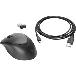 HP Mouse - Radio Frequency - USB 1.1 - Laser - 3 Button(s) - Black - Wireless - 1600 dpi - Scroll Wheel - Symmetrical