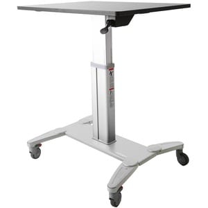 StarTech.com Sit Stand Mobile Workstation - Rolling Desk - One-Touch Height Adjustment with Lock - Standing Desk Converter