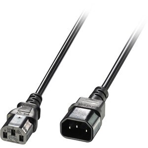 LINDY Power Extension Cord - 2 m - For Monitor, UPS, Computer, Studio Light - IEC 60320 C13 / IEC 60320 C14 - Black