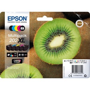 Epson Claria Premium 202XL Original High Yield Inkjet Ink Cartridge - Multi-pack - Black, Photo Black, Cyan, Magenta, Yell