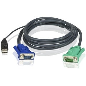 ATEN 6' USB KVM Cable - SPHD15 to VGA & USB A - PC Connector - HDB & USB Console Connector - 3in1 SPHD(Keyboard/Mouse/Vide