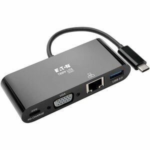Eaton Tripp Lite Series USB-C Multiport Adapter, VGA, USB 3.x (5Gbps) Hub Port, Gigabit Ethernet and 60W PD Charging, Blac