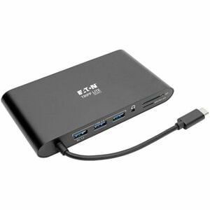 Eaton Tripp Lite Series USB-C Dock, Dual Display - 4K HDMI / mDP, VGA, USB 3.x (5Gbps), USB-A/C Hub, GbE, Memory Card, 100