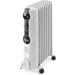 De’Longhi TRRS0920, Riscaldatore ambiente elettrico a olio, Olio, Interno, Pavimento, Bianco, Pulsanti, Manopola