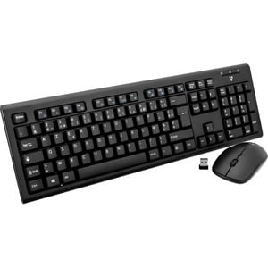 V7 Keyboard & Mouse - French - 1 Pack - USB Wireless RF - Keyboard/Keypad Color: Black - USB Wireless RF - Optical - 1600 