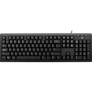 V7 KU200 Keyboard - Cable Connectivity - USB Interface - English (US) - Black - Internet, Email, Volume Control, Play/Paus