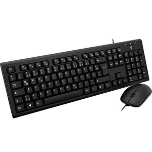 V7 CKU200DE Tastatur & Maus - QWERTZ - Deutsch - Kabel USB, Schwarz - Optische, Kabel, USB, 1600 dpi Bewegungsauflösung, 3